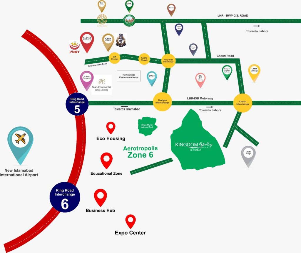 location map of kingdom valley Islamabad