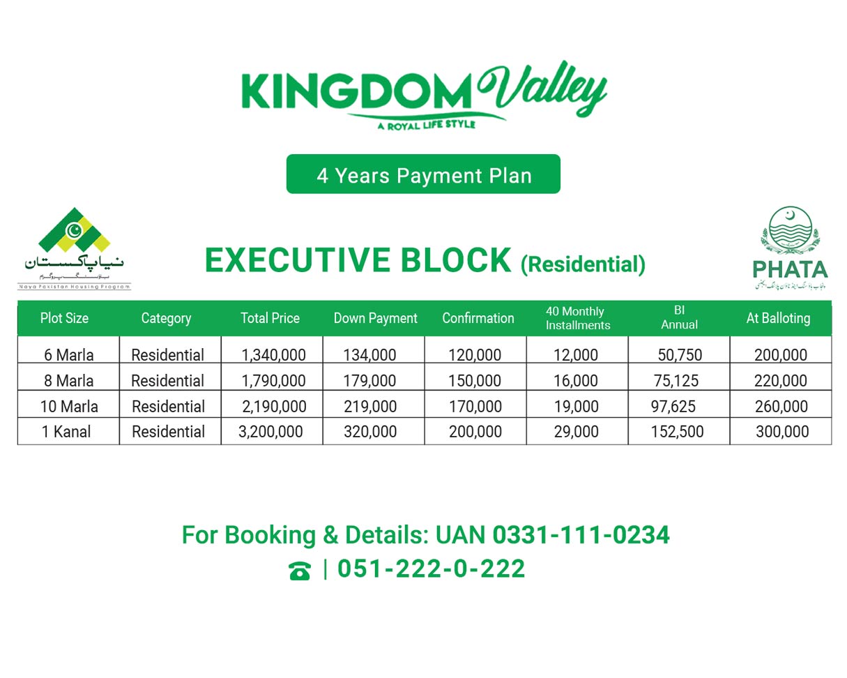 kingdom valley executive block new residential payment plan