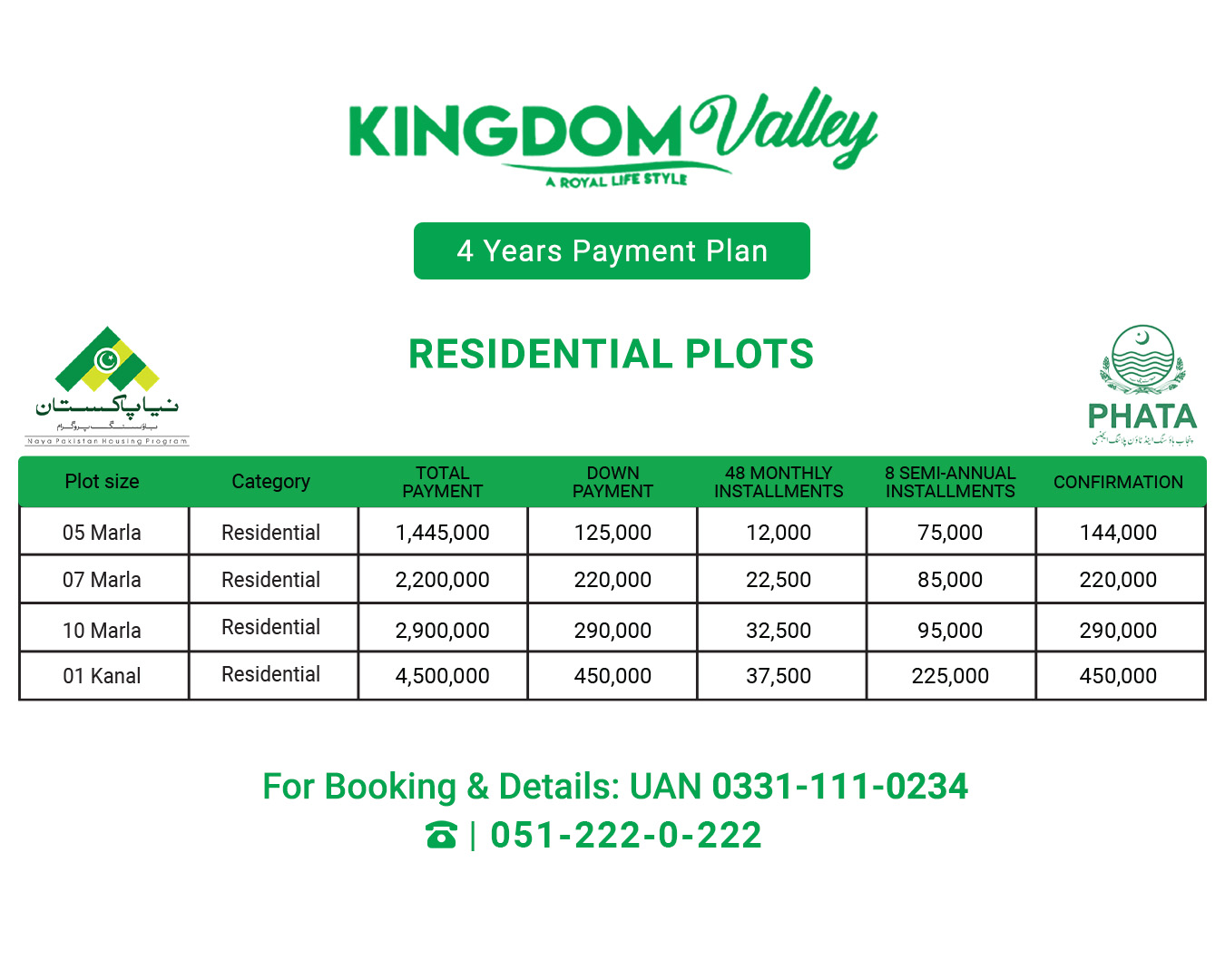 residential plots payment plan
