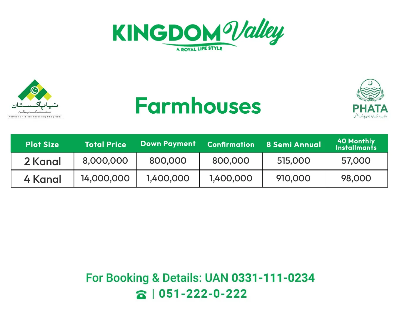 Farmhouses payment plan